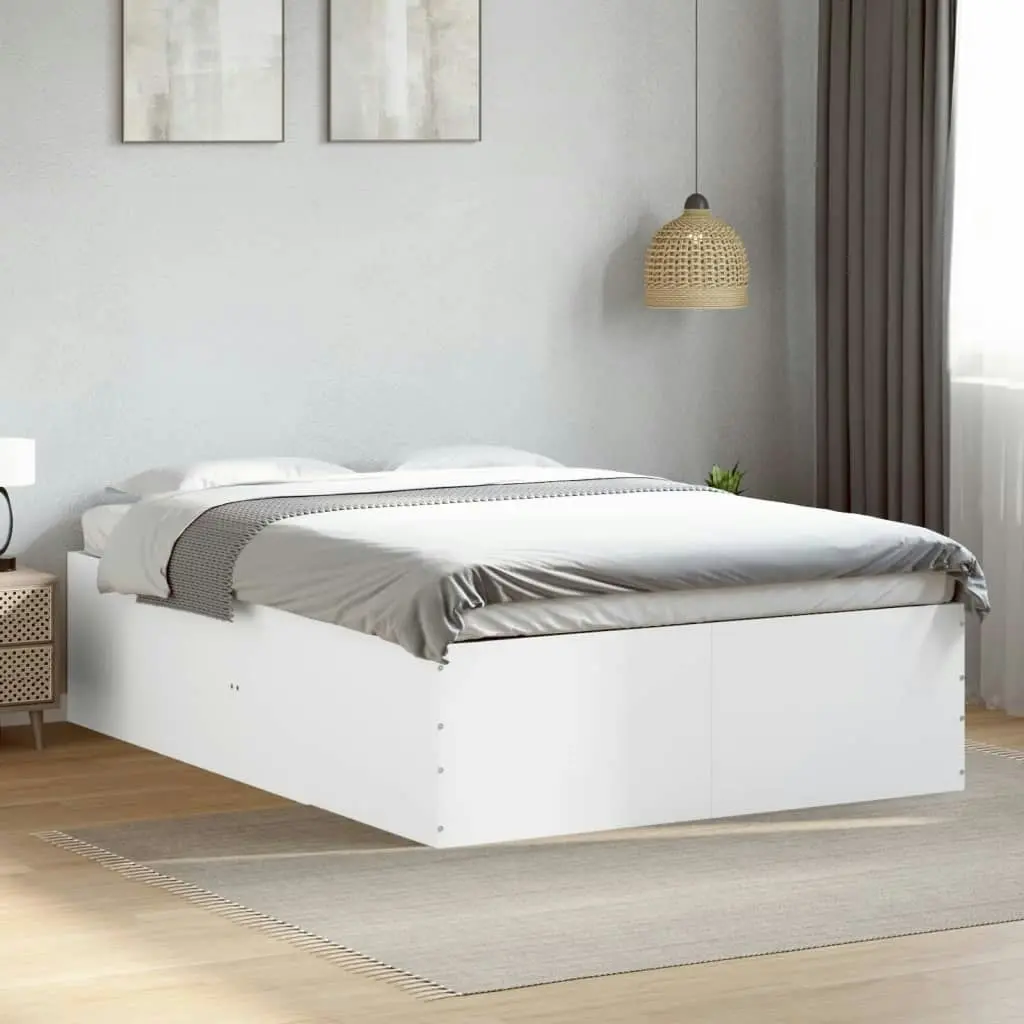 Bed Frame White 135x190 cm Engineered Wood 3280944