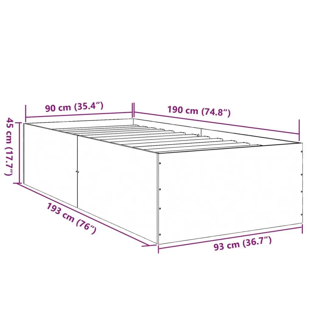 Bed Frame White 90x190 cm Engineered Wood 3280972