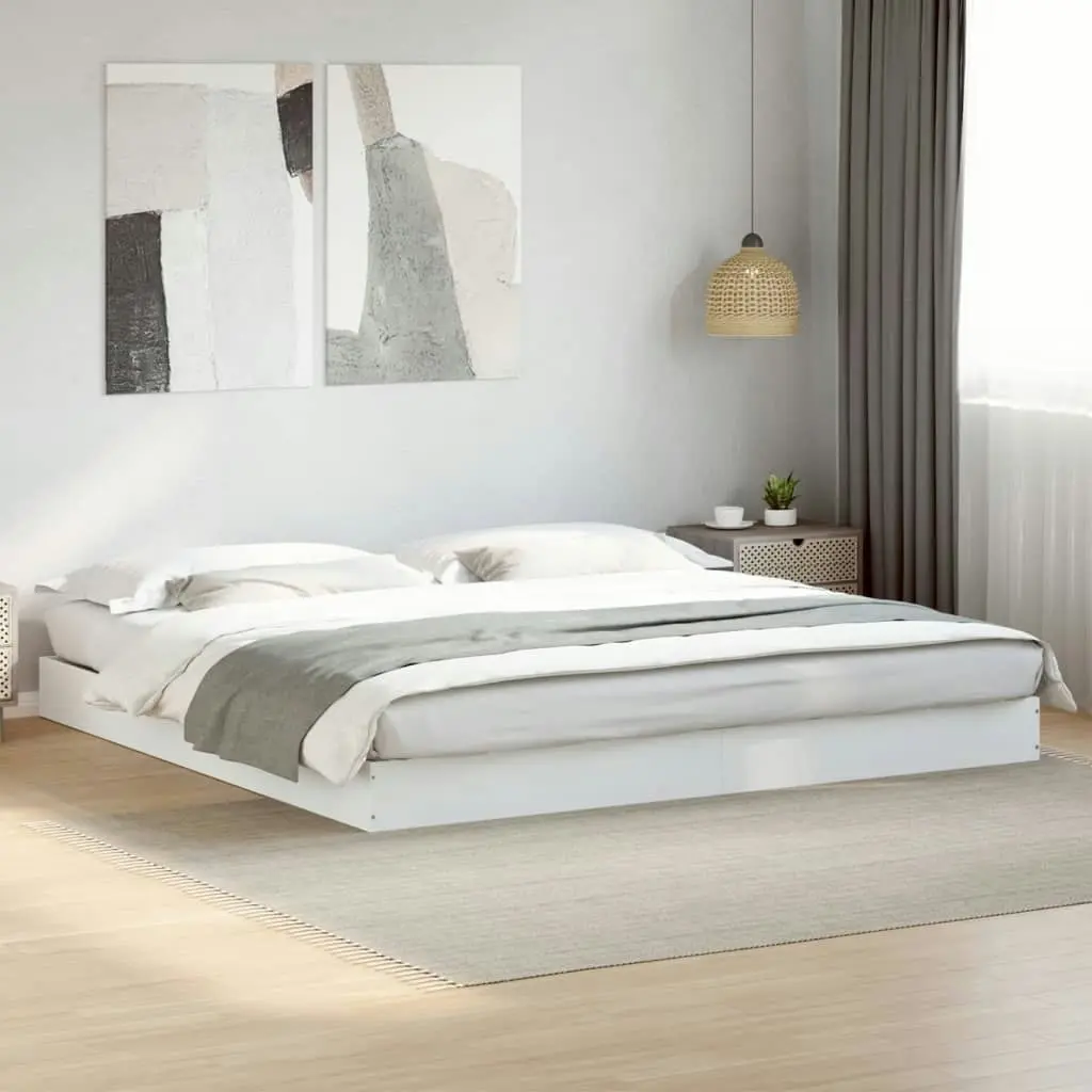 Bed Frame White 183x203 cm King Size Engineered Wood 842000