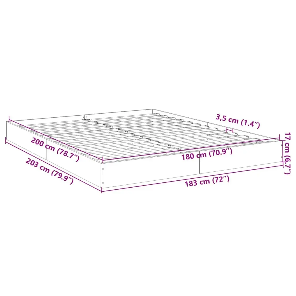 Bed Frame White 183x203 cm King Size Engineered Wood 842000