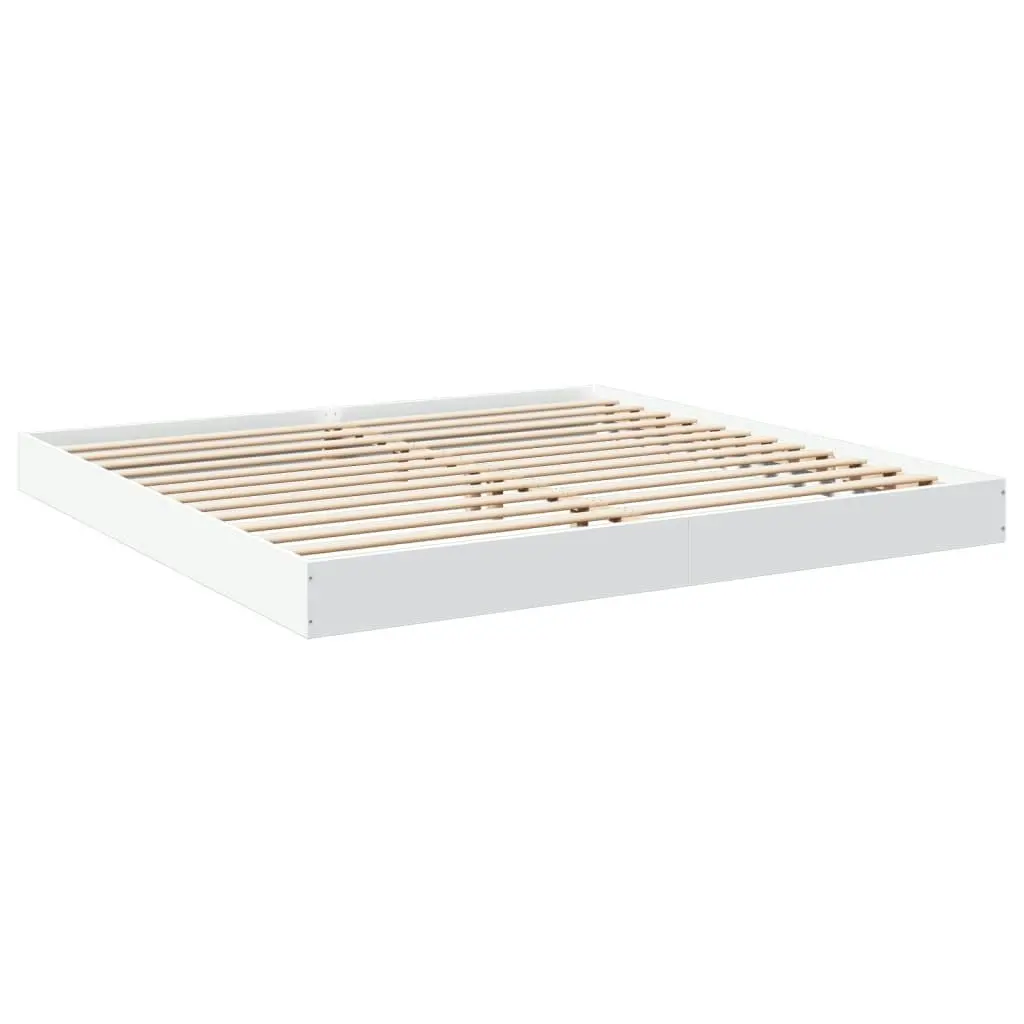 Bed Frame White 183x203 cm King Size Engineered Wood 842000