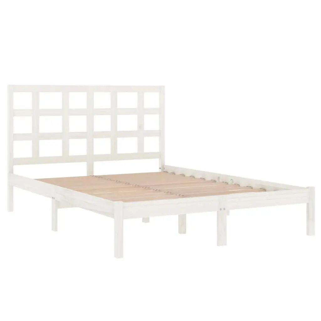 Bed Frame White Solid Wood 137x187 Double Size 3105446