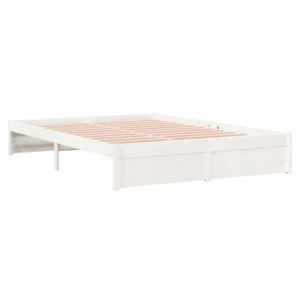 Bed Frame White Solid Wood 137x187 cm Double Size 814925