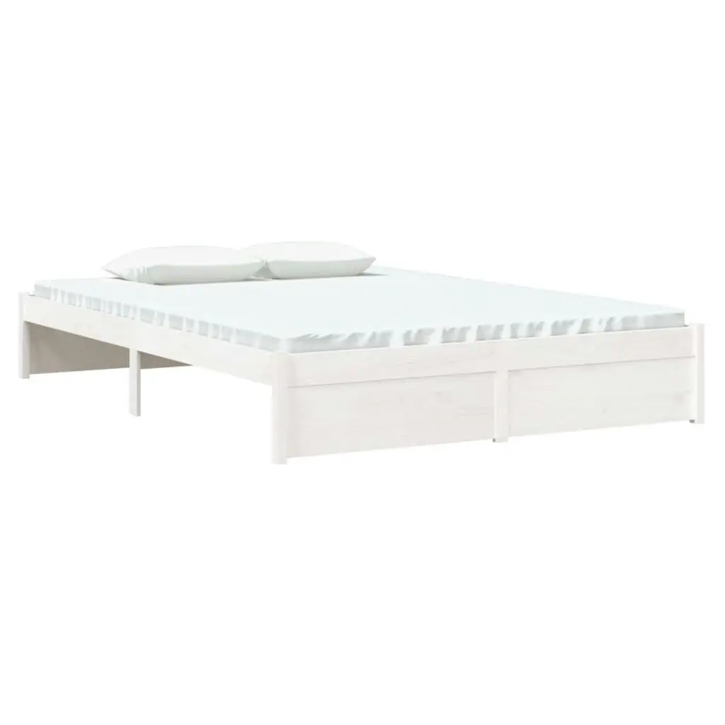 Bed Frame White Solid Wood 137x187 cm Double Size 814925