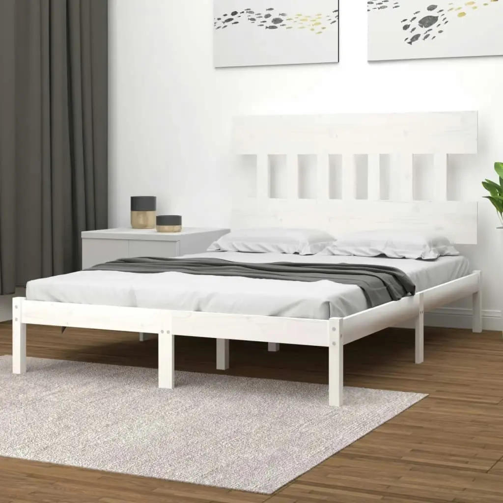 Bed Frame White Solid Wood 153x203 cm Queen Size 3104744