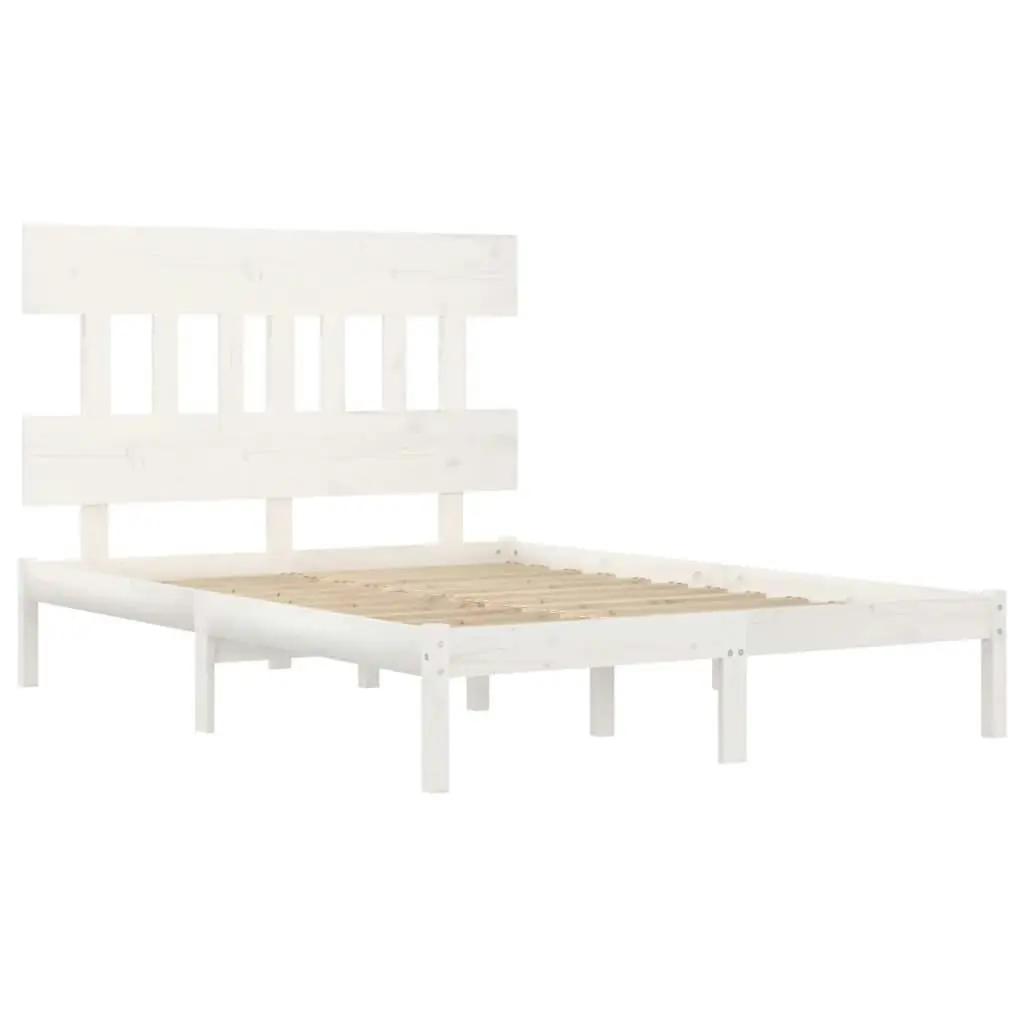 Bed Frame White Solid Wood 153x203 cm Queen Size 3104744