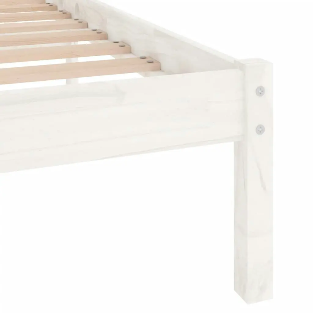 Bed Frame White Solid Wood 183x203 cm King Size 810033