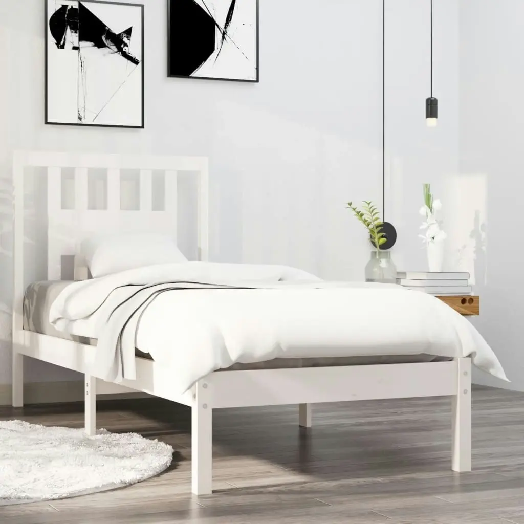 Bed Frame without Mattress White Solid Wood 90x190 cm 3104029