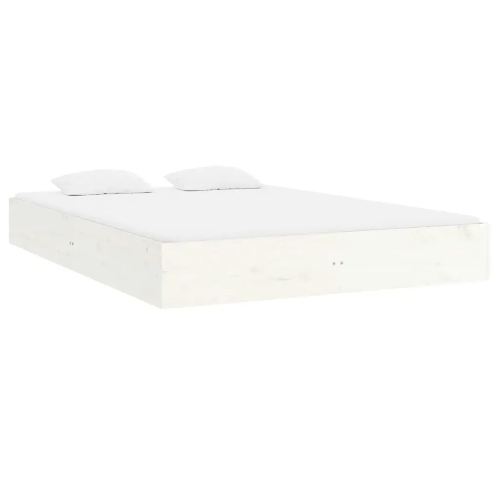 Bed Frame White Solid Wood 153x203 cm Queen Size 820038