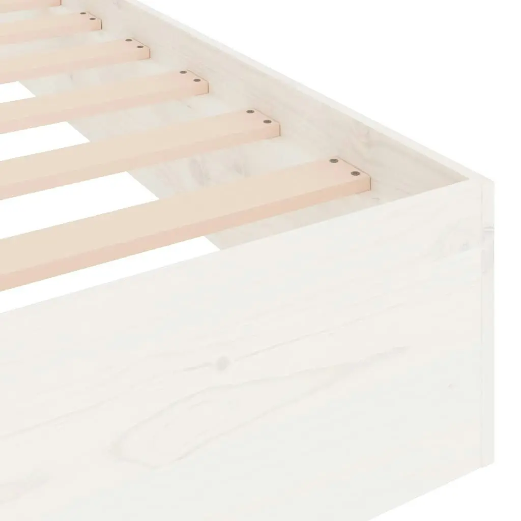 Bed Frame White Solid Wood 183x203 cm King Size 820028