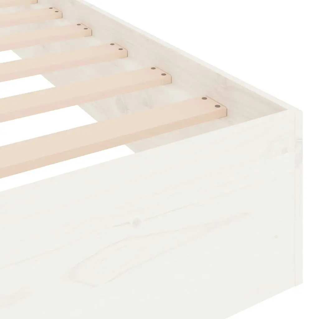 Bed Frame White Solid Wood 183x203 cm King Size 820028