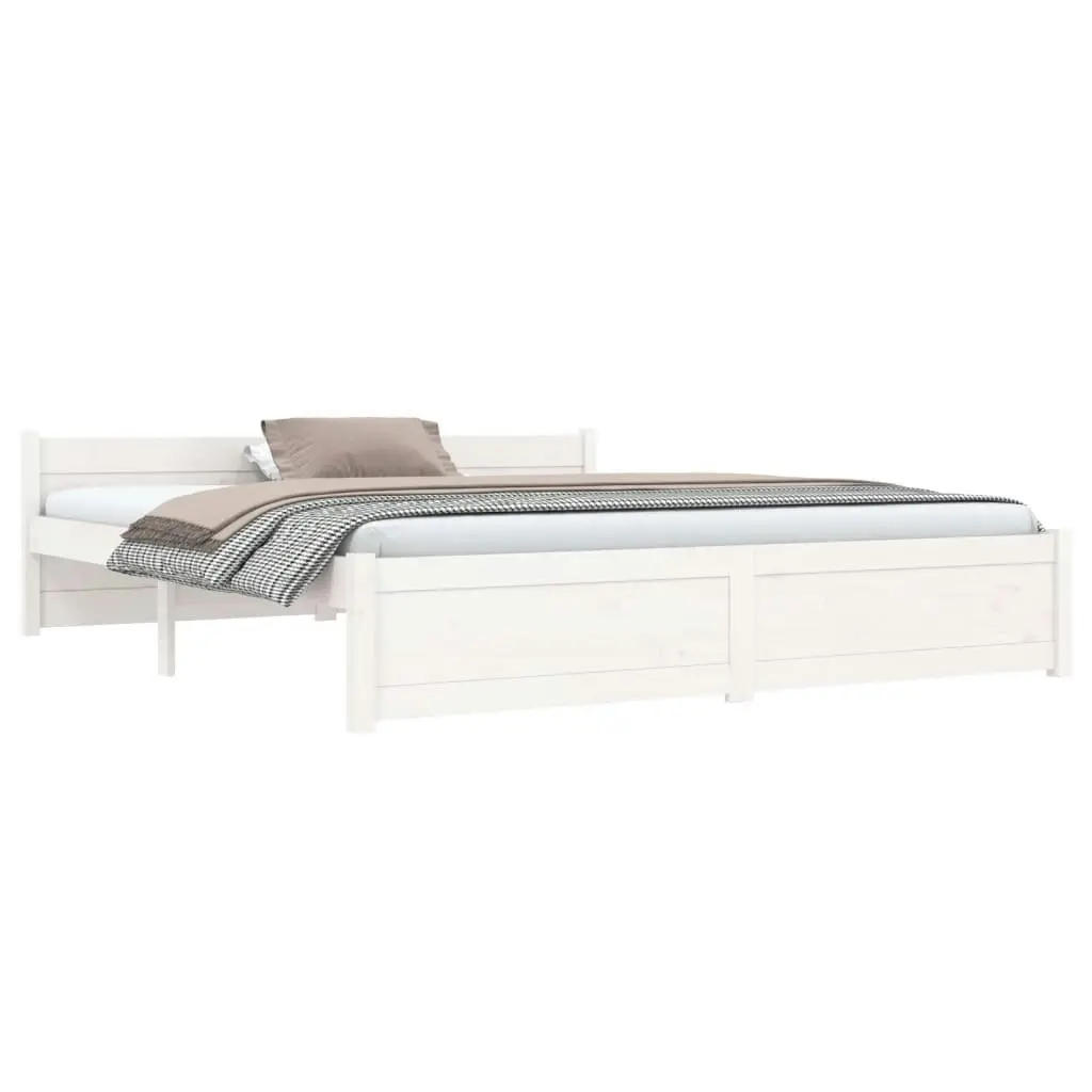 Bed Frame White Solid Wood 153x203 cm Queen Size 815050