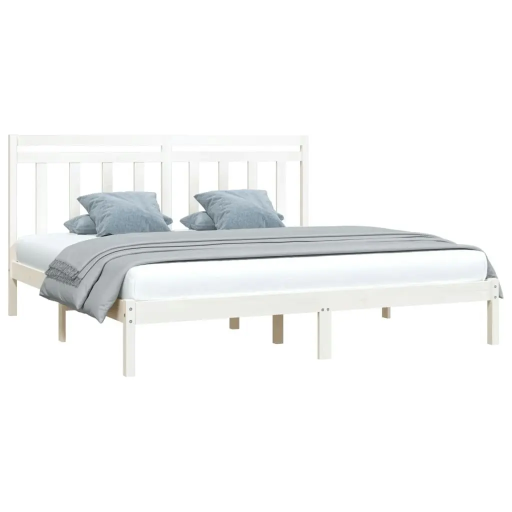 Bed Frame White Solid Wood 183x203 cm King Size 3105266