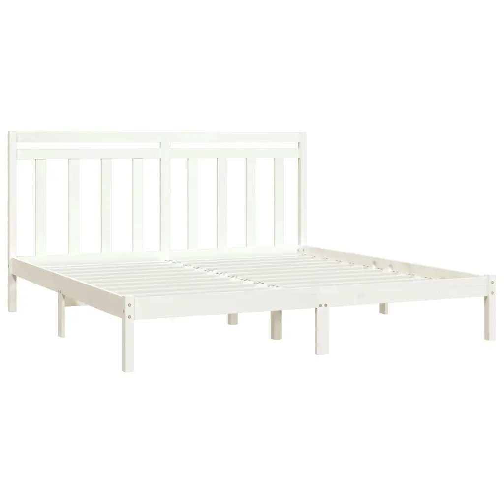 Bed Frame White Solid Wood 183x203 cm King Size 3105266