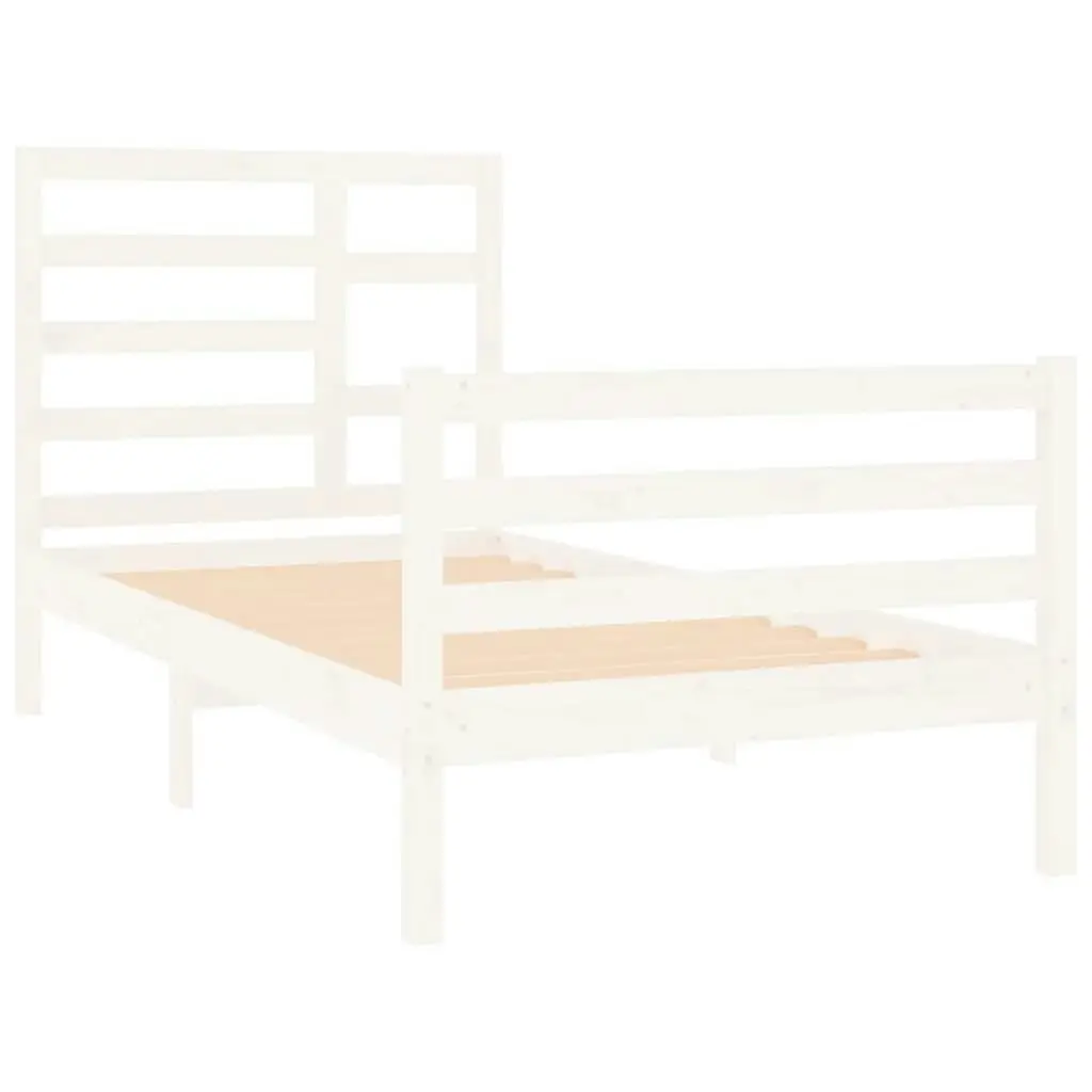 Bed Frame without Mattress White Solid Wood 90x190 cm 3105826