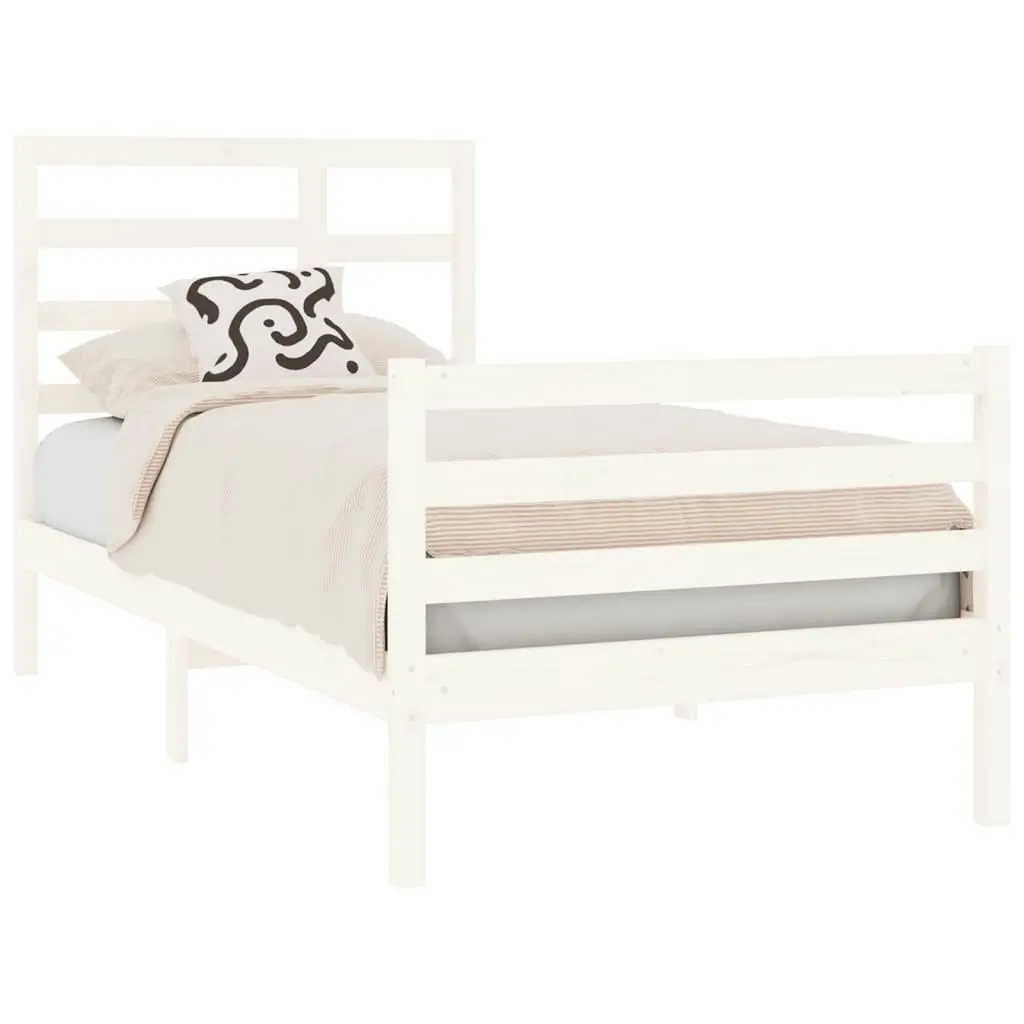 Bed Frame without Mattress White Solid Wood 90x190 cm 3105826