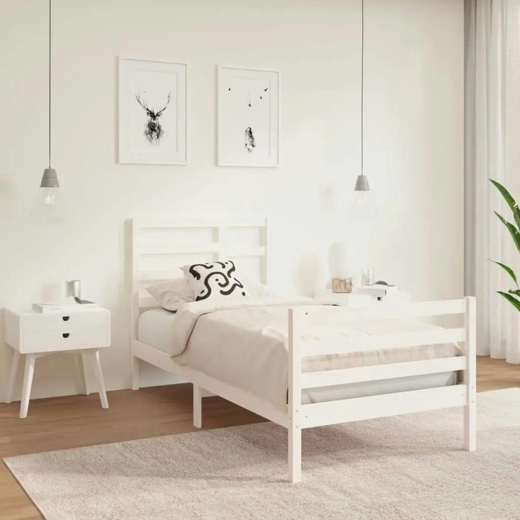 Bed Frame without Mattress White Solid Wood 90x190 cm 3105826