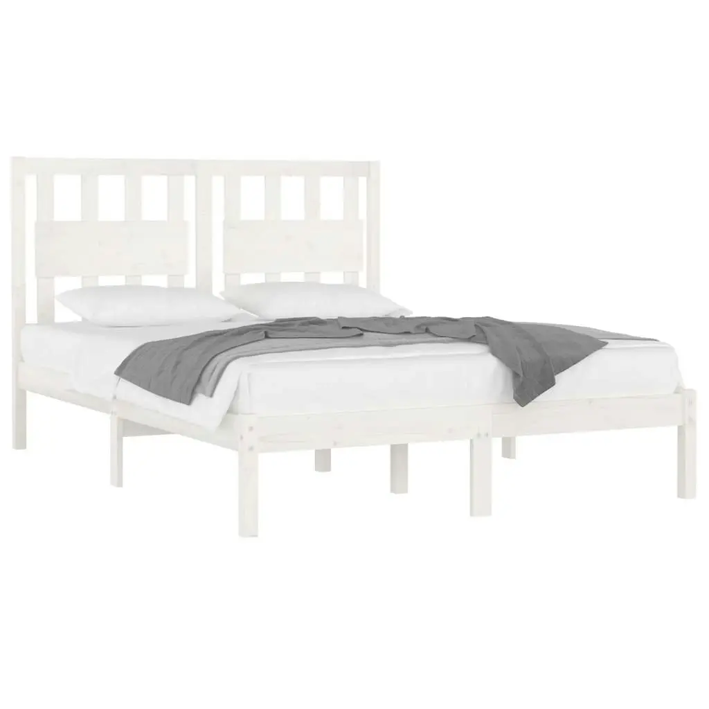 Bed Frame without Mattress White Solid Wood Pine 150x200 cm 3103939