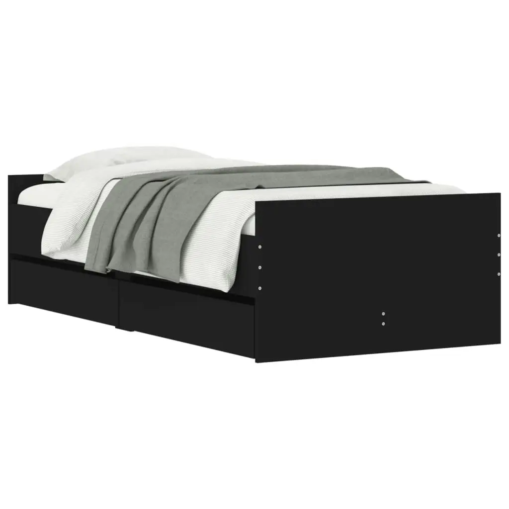 Bed Frame with Drawers Black 90x190 cm 3207379