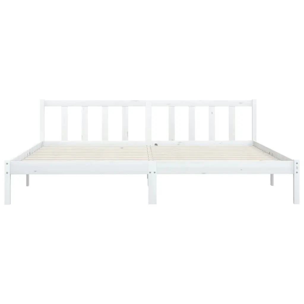 Bed Frame White Solid Wood Pine 183x203 cm King Size 810098