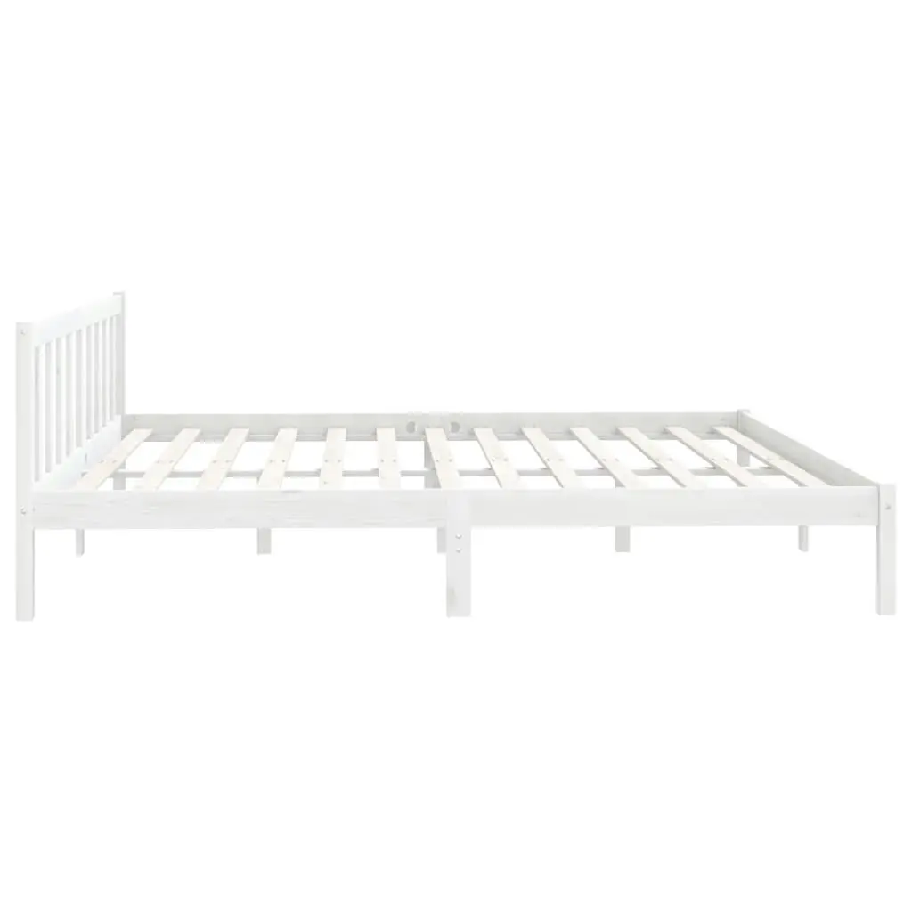 Bed Frame White Solid Wood Pine 183x203 cm King Size 810098