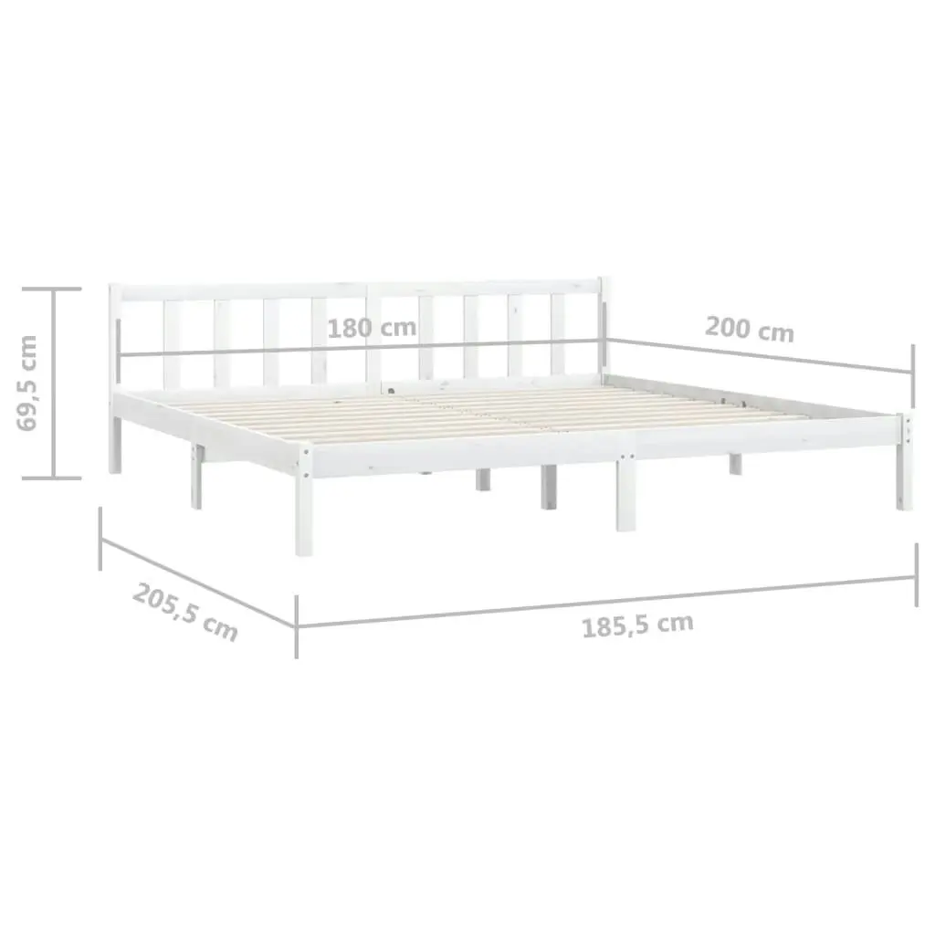 Bed Frame White Solid Wood Pine 183x203 cm King Size 810098