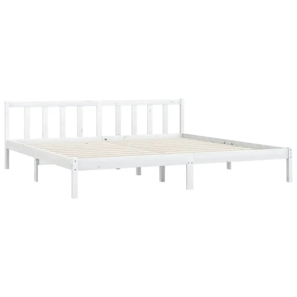 Bed Frame White Solid Wood Pine 183x203 cm King Size 810098