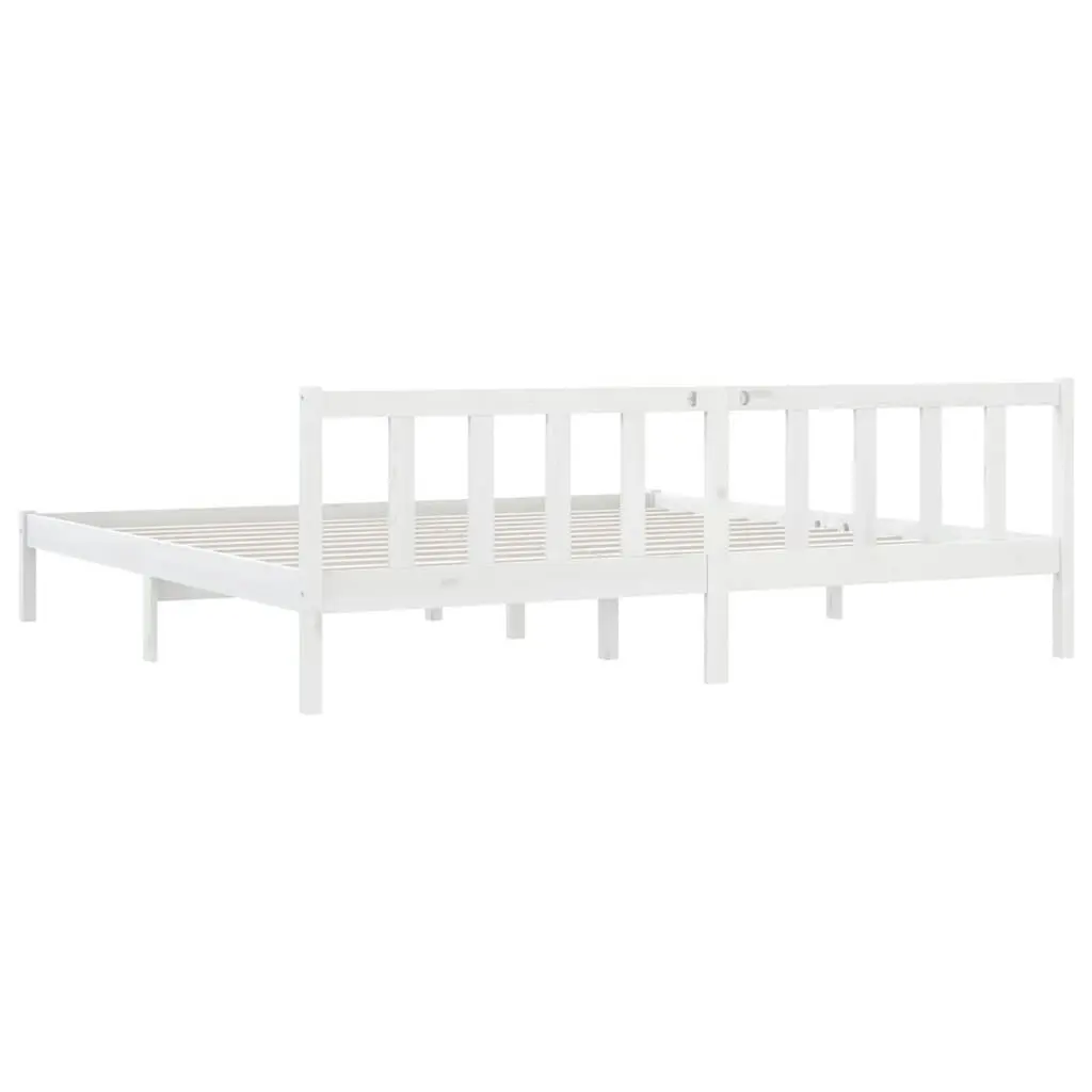 Bed Frame White Solid Wood Pine 183x203 cm King Size 810098