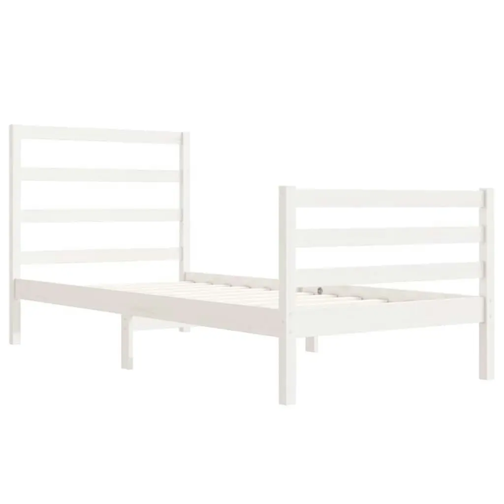 Bed Frame White Solid Wood Pine 92x187 cm Single Size 3104972