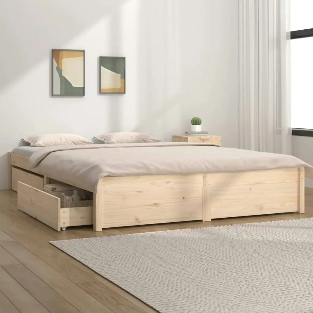 Bed Frame with Drawers 137x187 cm Double Size 3103498