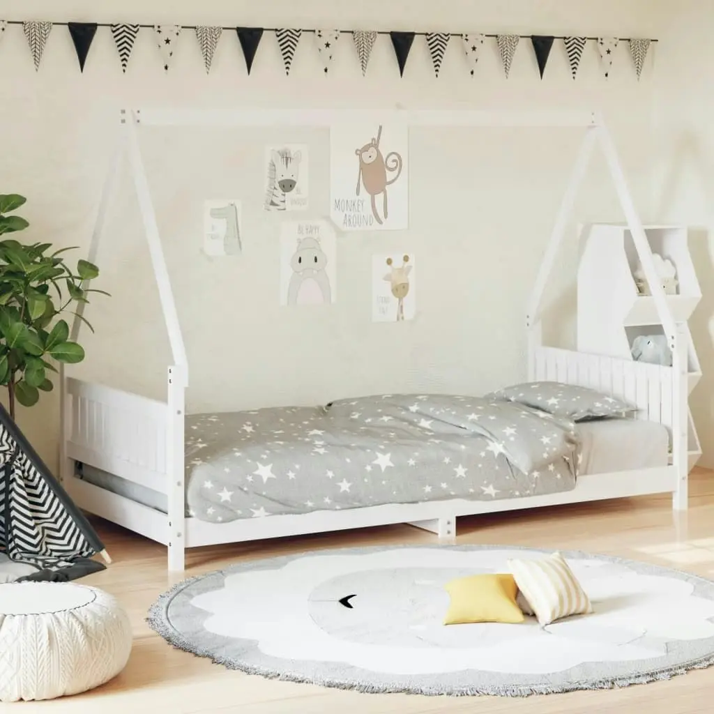 Kids Bed Frame White 90x190 cm Solid Wood Pine 834508