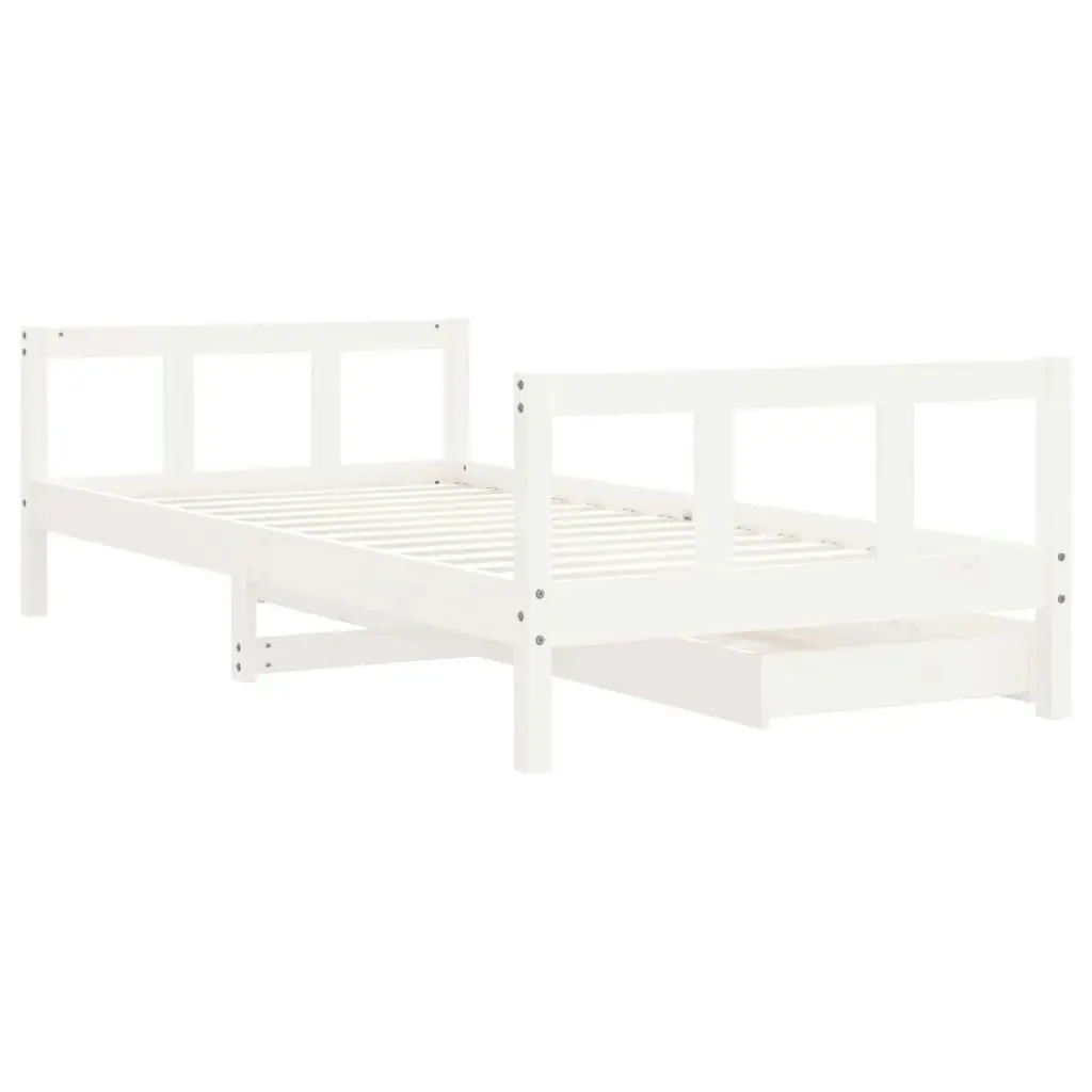 Kids Bed Frame with Drawers White 90x190 cm Solid Wood Pine 834418