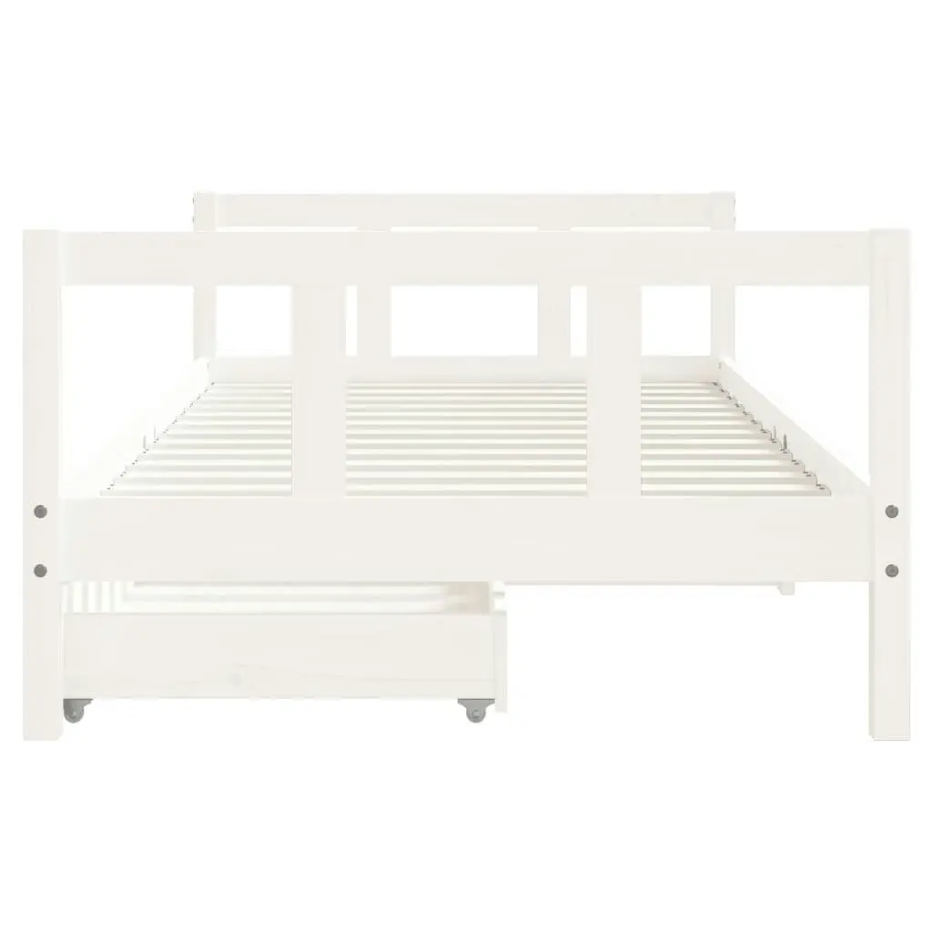 Kids Bed Frame with Drawers White 90x190 cm Solid Wood Pine 834418