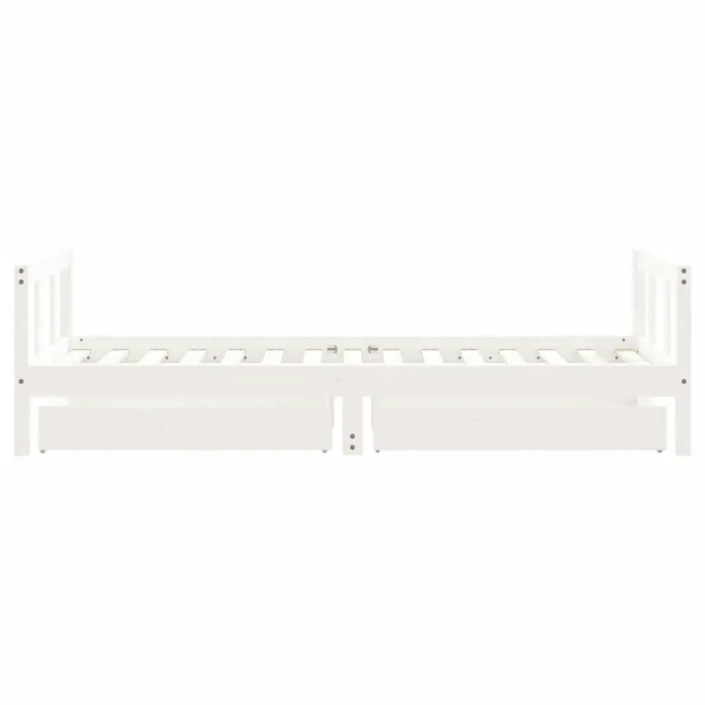 Kids Bed Frame with Drawers White 90x190 cm Solid Wood Pine 834418