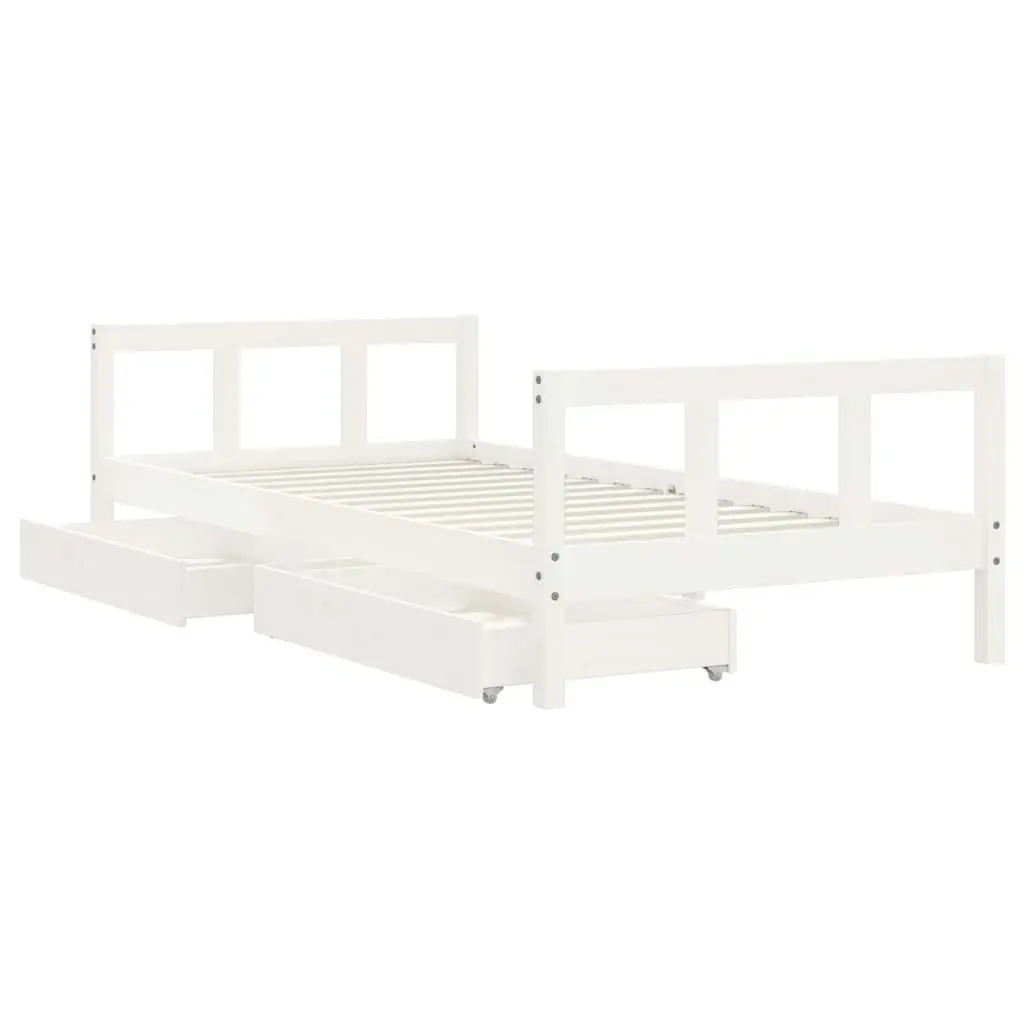 Kids Bed Frame with Drawers White 90x190 cm Solid Wood Pine 834418