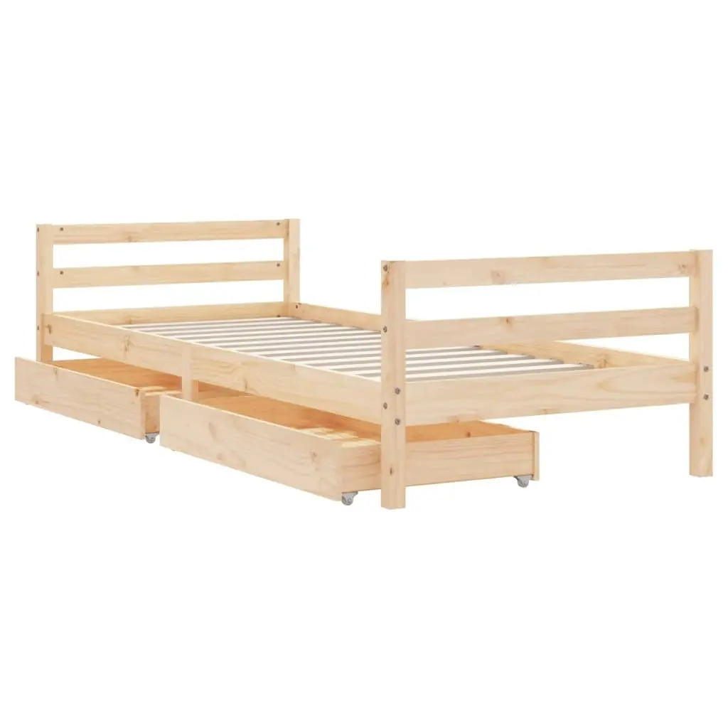 Kids Bed Frame with Drawers 90x190 cm Solid Wood Pine 834447