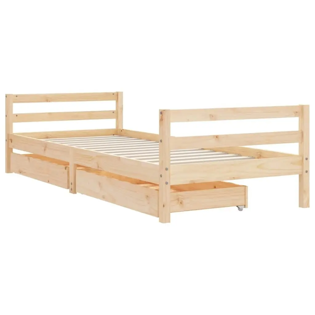 Kids Bed Frame with Drawers 90x190 cm Solid Wood Pine 834447