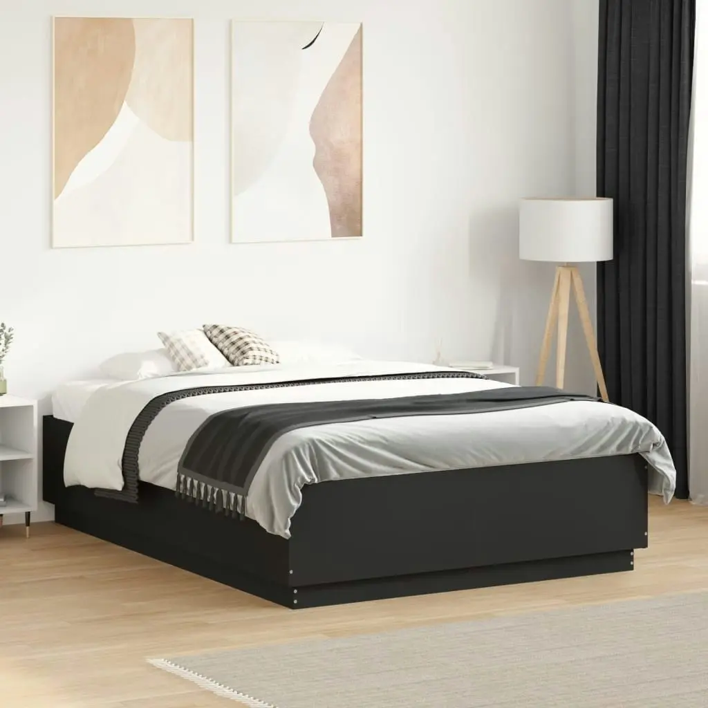 Bed Frame Black 135x190 cm Engineered Wood 3209738