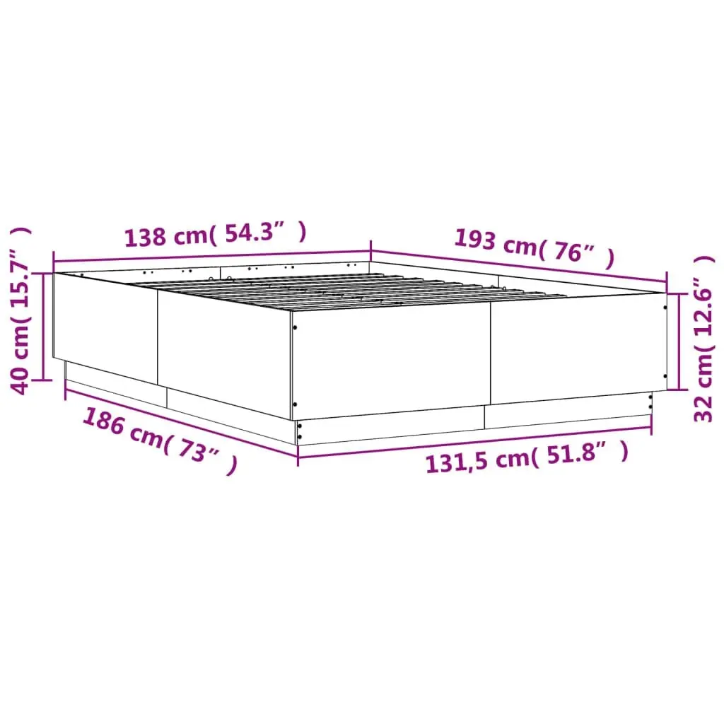 Bed Frame White 135x190 cm Engineered Wood 3209737