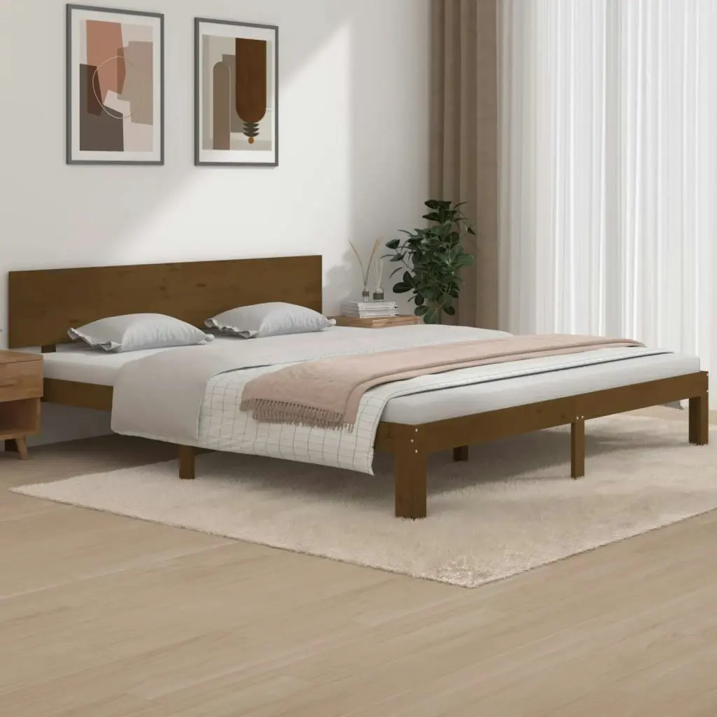 Bed Frame Honey Brown 183x203 cm King Size Solid Wood 810513