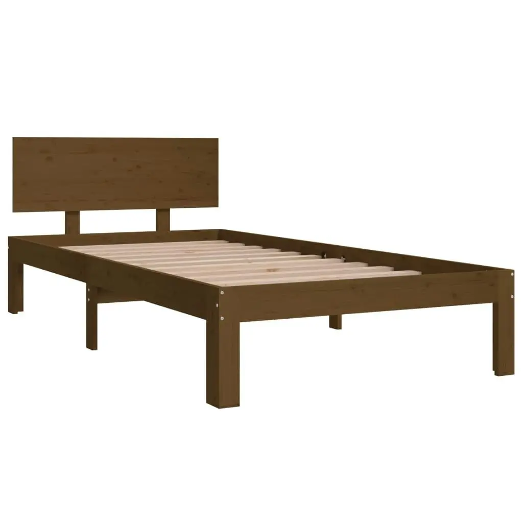 Bed Frame Honey Brown Solid Wood 92x187 cm Single Size 810463