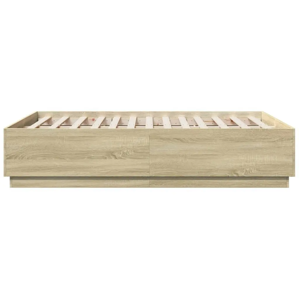 Bed Frame Sonoma Oak 135x190 cm Engineered Wood 3209739