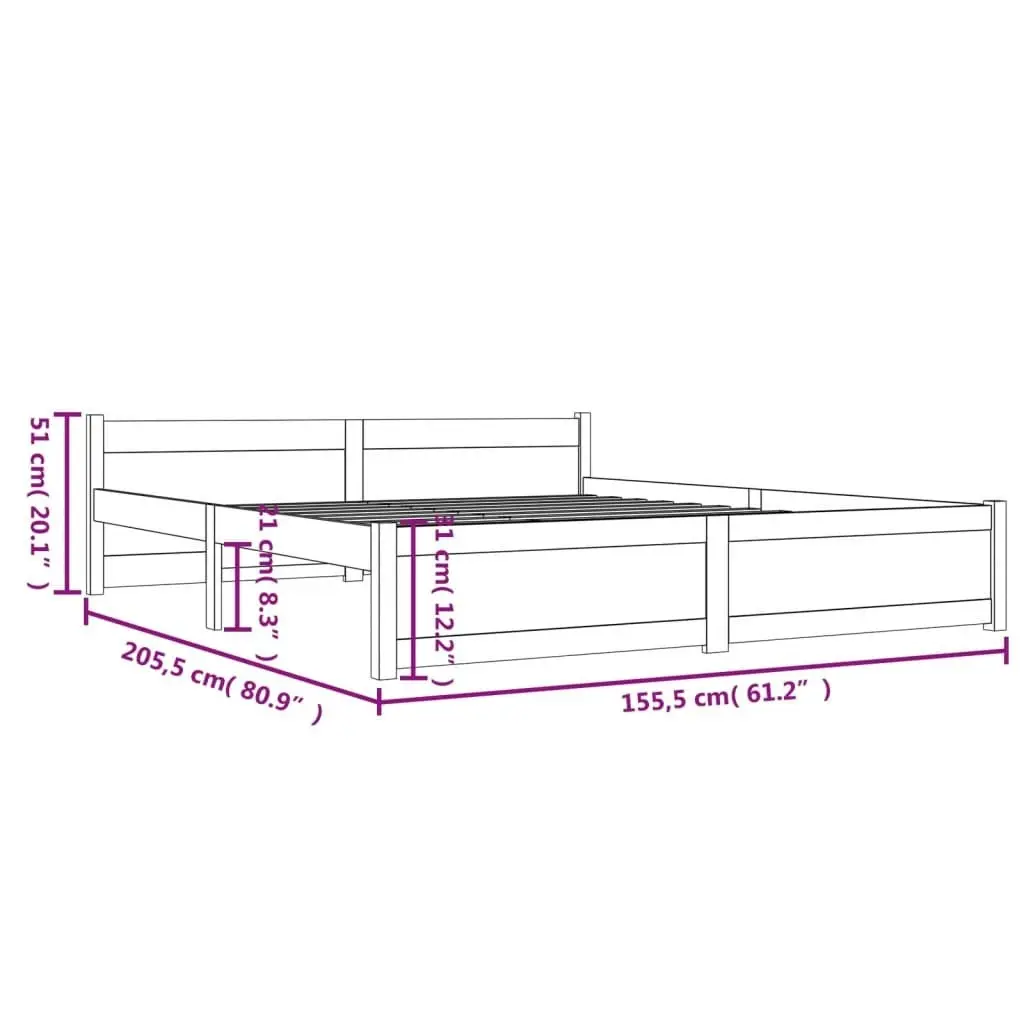 Bed Frame Solid Wood 153x203 cm Queen Size 815049