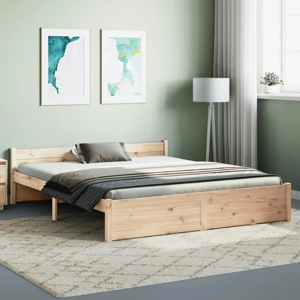 Bed Frame Solid Wood 153x203 cm Queen Size 815049