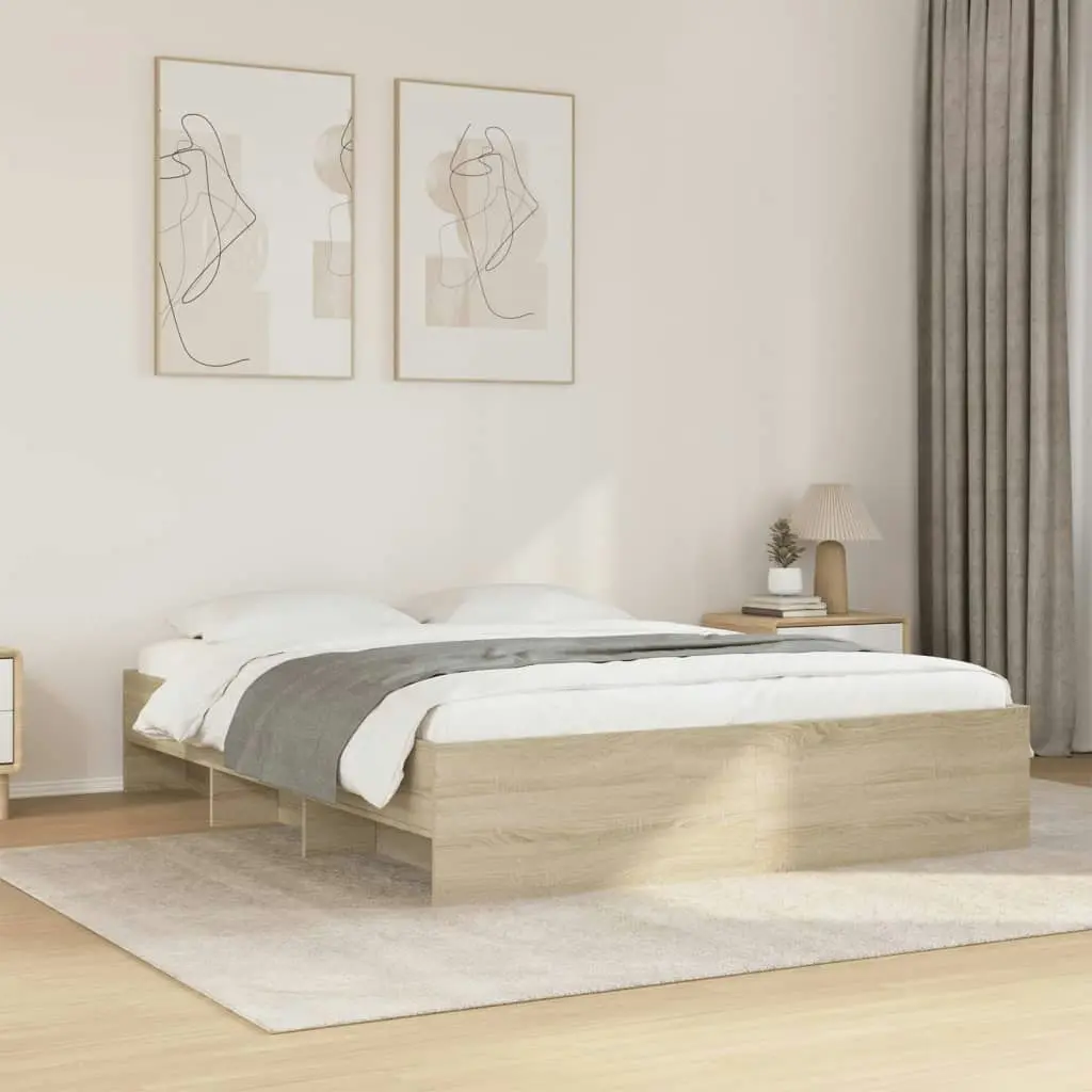 Bed Frame Sonoma Oak 150x200 cm Engineered Wood 3295648