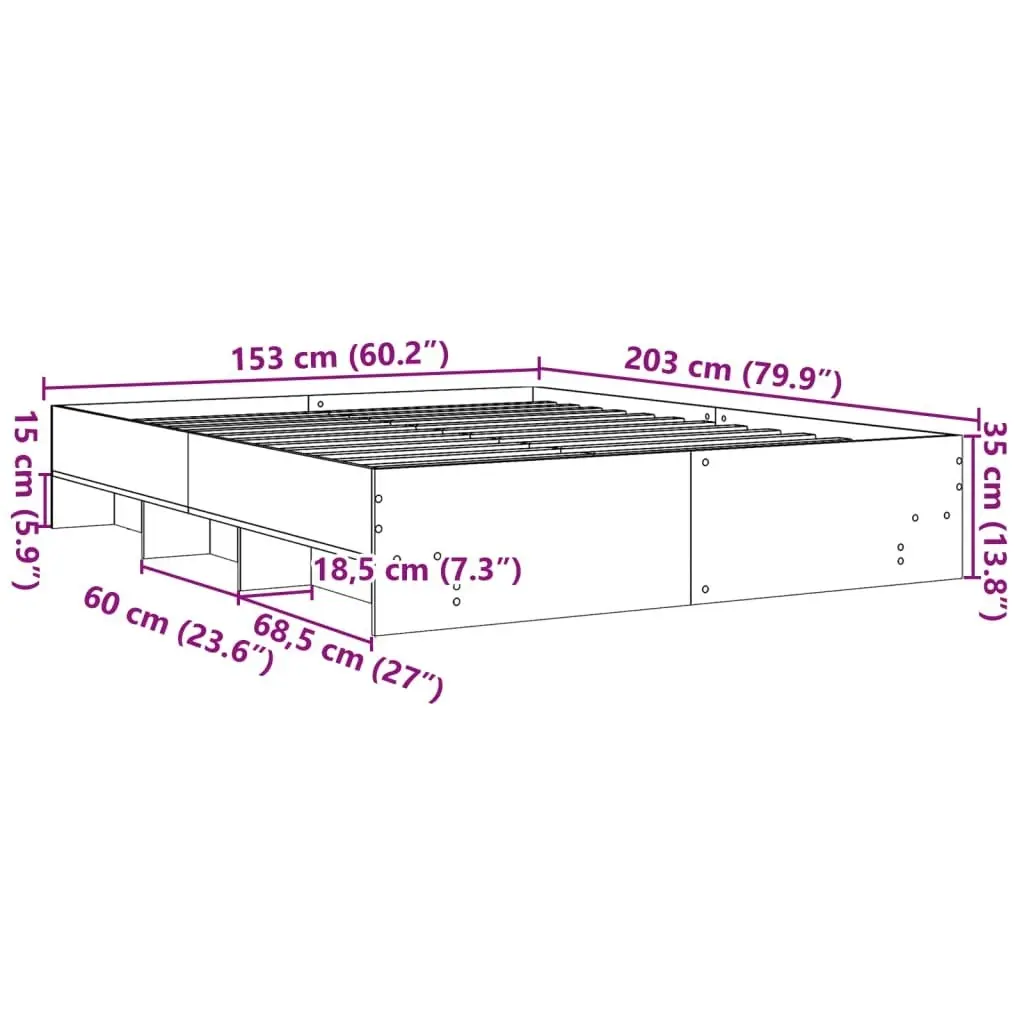 Bed Frame Sonoma Oak 150x200 cm Engineered Wood 3295648