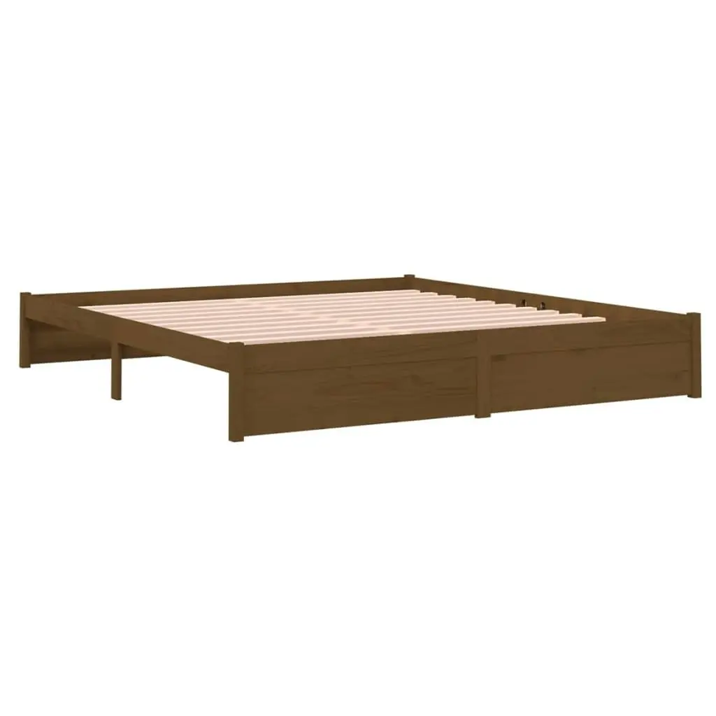 Bed Frame Honey Brown Solid Wood 183x203 cm King Size 814967