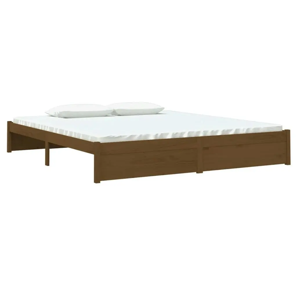 Bed Frame Honey Brown Solid Wood 183x203 cm King Size 814967