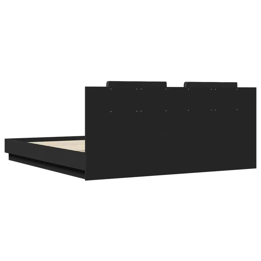 Bed Frame with Headboard Black 183x203 cm King Size Engineered Wood 3209899