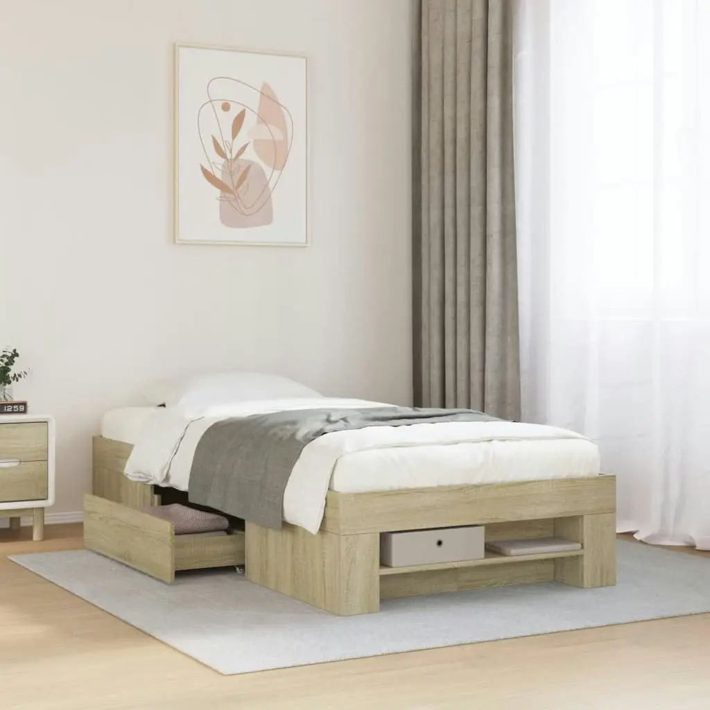 Bed Frame Sonoma Oak 90x190 cm Engineered Wood 3295522